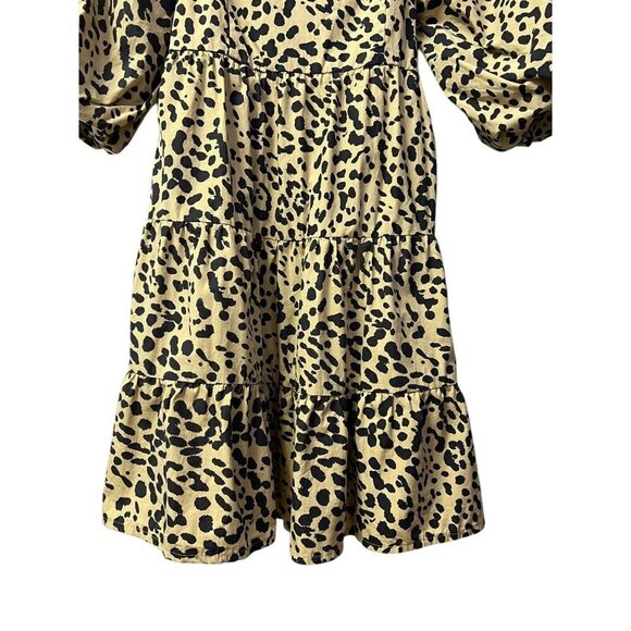 Faithful The Brand Women's Tiered Animal Print Dress Puff S/S Size 4 Smock Tie - Picture 15 of 16
